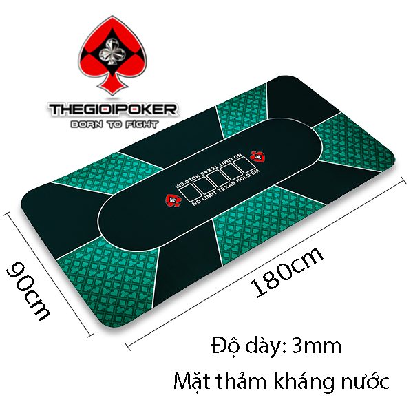 Thảm Poker R5 được thiết kế 90x180cm dành cho 10 người chơi