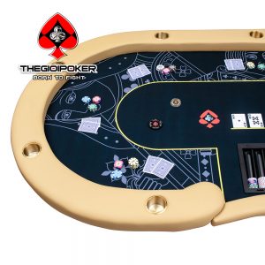 Mặt bàn poker được làm bằng vải chuyên dụng nhập khẩu gaming suede chống nước và chống cháy lan an toàn