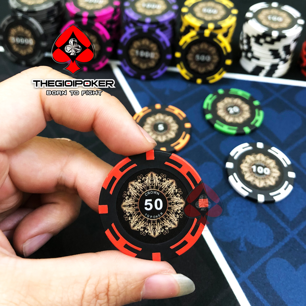 Chip Poker Crown mệnh giá 50 sang trọng, nổi bật