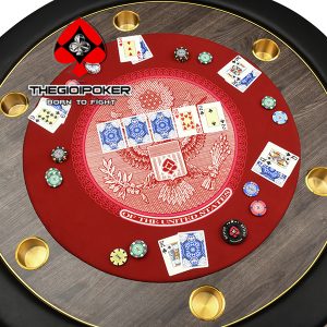 Bàn poker tròn được thiết kế viền gỗ rake track hiện đại
