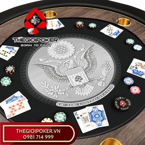 Bàn poker tròn được thiết kế viền gỗ rake track hiện đại