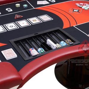 Bàn Poker được trang bị khay, ly, hộp rake chuyên nghiệp