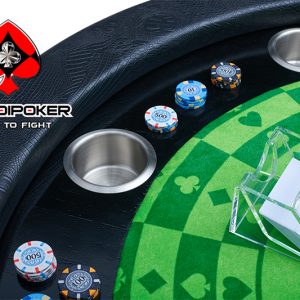 Bàn poker tròn được thiết kế viền gỗ rake track hiện đại