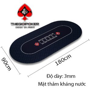 kích thước Thảm Poker Luxury Oval V3 Black 90x180cm có thể ngồi 10 người