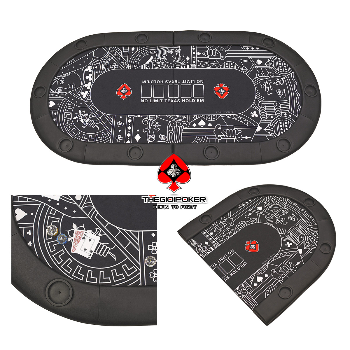 Mặt bàn poker có thể gập đôi dễ dàng